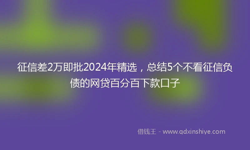 征信差2万即批2024年精选，总结5个不看征信负债的网贷百分百下款口子