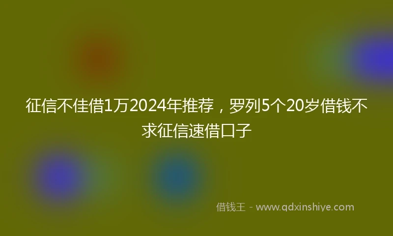 征信不佳借1万2024年推荐，罗列5个20岁借钱不求征信速借口子