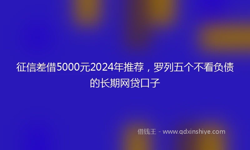 征信差借5000元2024年推荐，罗列五个不看负债的长期网贷口子