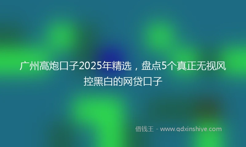 广州高炮口子2025年精选，盘点5个真正无视风控黑白的网贷口子
