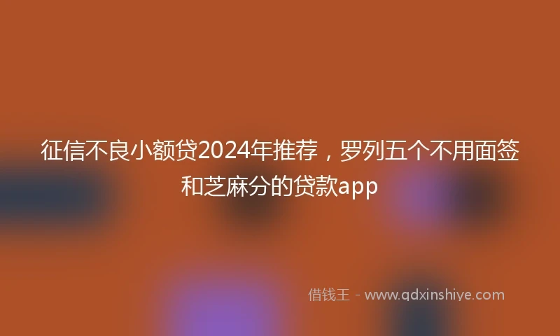 征信不良小额贷2024年推荐，罗列五个不用面签和芝麻分的贷款app