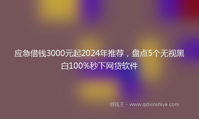 应急借钱3000元起2024年推荐，盘点5个无视黑白100%秒下网贷软件
