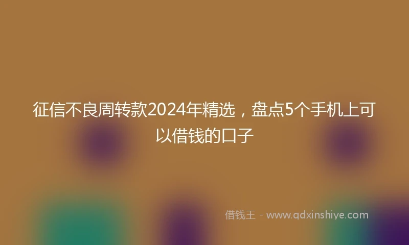 征信不良周转款2024年精选，盘点5个手机上可以借钱的口子