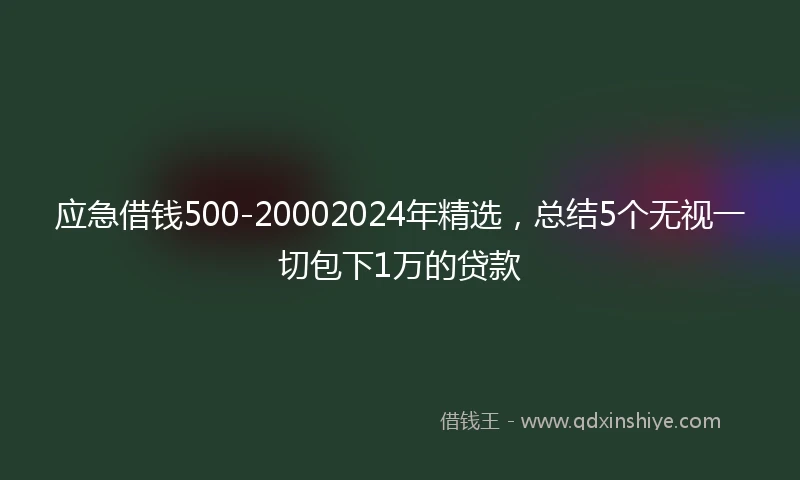 应急借钱500-20002024年精选，总结5个无视一切包下1万的贷款