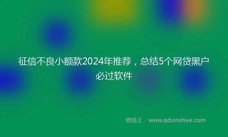征信不良小额款2024年推荐，总结5个网贷黑户必过软件