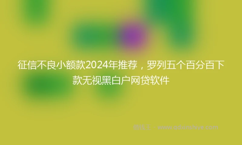 征信不良小额款2024年推荐，罗列五个百分百下款无视黑白户网贷软件