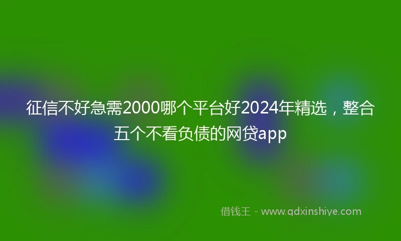 征信不好急需2000哪个平台好2024年精选，整合五个不看负债的网贷app
