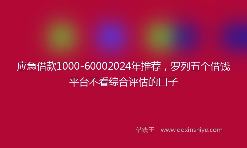 应急借款1000-60002024年推荐，罗列五个借钱平台不看综合评估的口子
