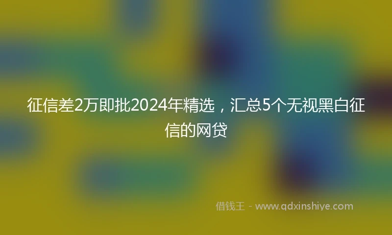 征信差2万即批2024年精选，汇总5个无视黑白征信的网贷