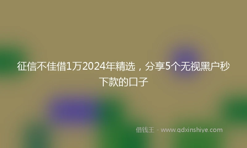 征信不佳借1万2024年精选，分享5个无视黑户秒下款的口子