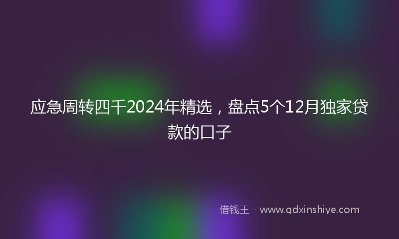 应急周转四千2024年精选，盘点5个12月独家贷款的口子