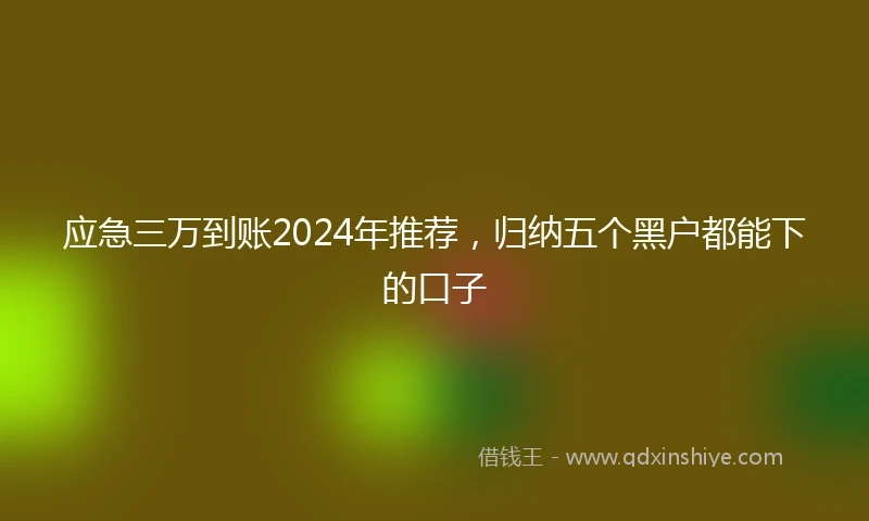 应急三万到账2024年推荐，归纳五个黑户都能下的口子