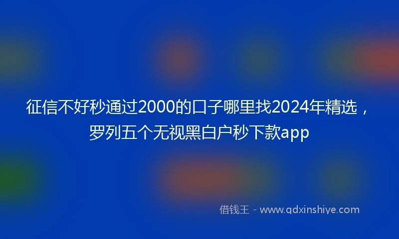 征信不好秒通过2000的口子哪里找2024年精选，罗列五个无视黑白户秒下款app