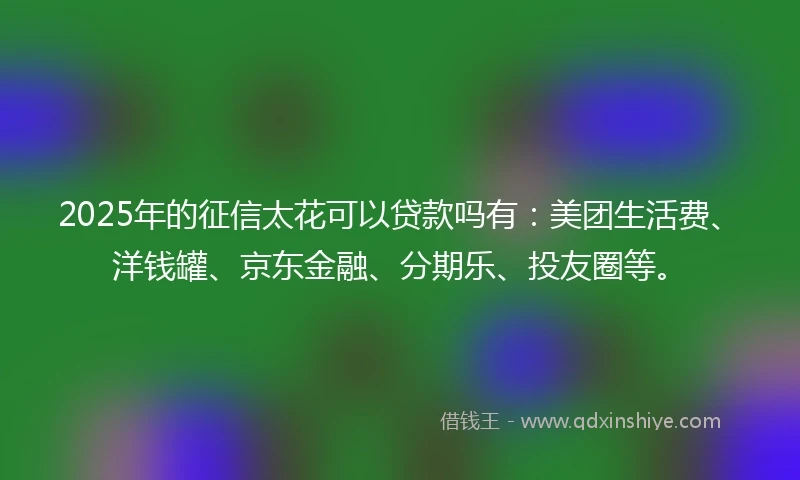 2025年的征信太花可以贷款吗有：美团生活费、洋钱罐、京东金融、分期乐、投友圈等。