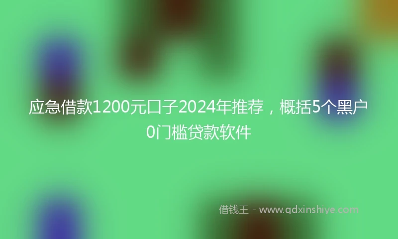 应急借款1200元口子2024年推荐，概括5个黑户0门槛贷款软件