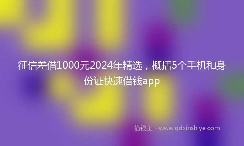 征信差借1000元2024年精选，概括5个手机和身份证快速借钱app