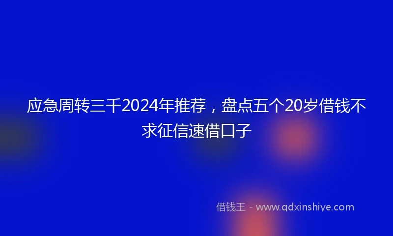 应急周转三千2024年推荐，盘点五个20岁借钱不求征信速借口子