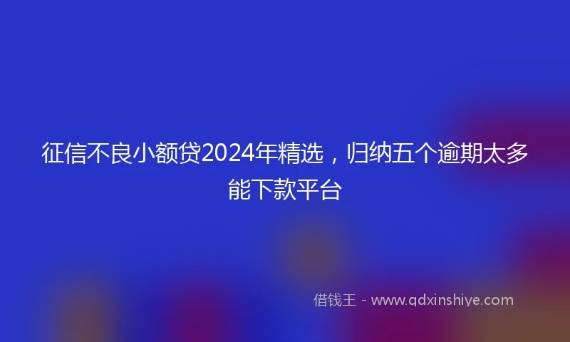 征信不良小额贷2024年精选，归纳五个逾期太多能下款平台
