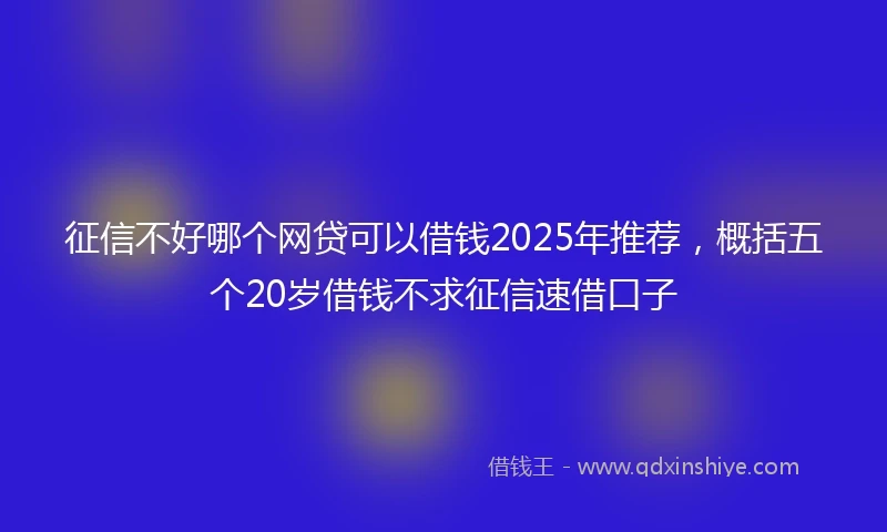 征信不好哪个网贷可以借钱2025年推荐，概括五个20岁借钱不求征信速借口子
