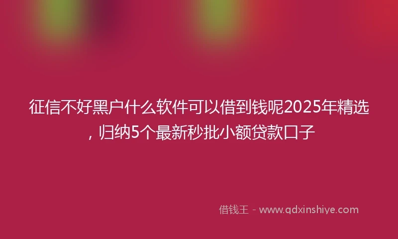 征信不好黑户什么软件可以借到钱呢2025年精选，归纳5个最新秒批小额贷款口子