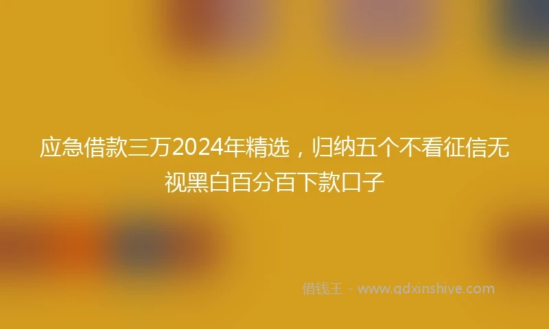 应急借款三万2024年精选，归纳五个不看征信无视黑白百分百下款口子