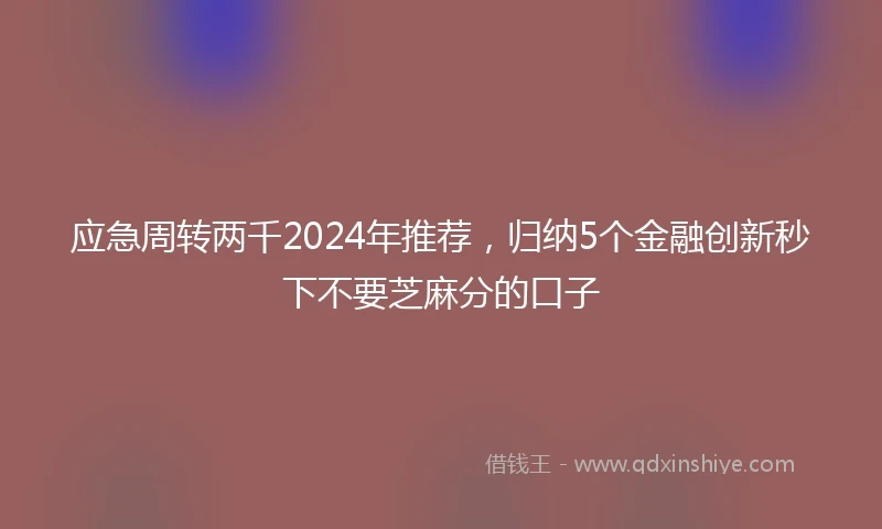 应急周转两千2024年推荐，归纳5个金融创新秒下不要芝麻分的口子