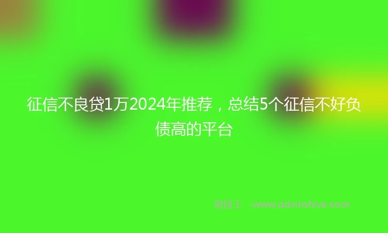 征信不良贷1万2024年推荐，总结5个征信不好负债高的平台