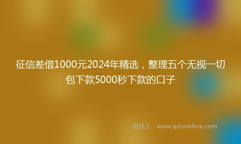 征信差借1000元2024年精选，整理五个无视一切包下款5000秒下款的口子