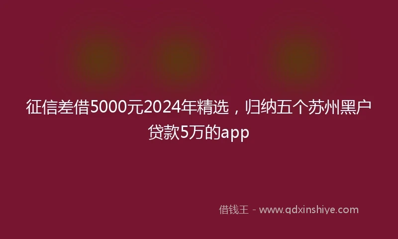 征信差借5000元2024年精选，归纳五个苏州黑户贷款5万的app