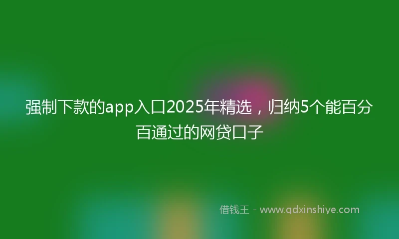 强制下款的app入口2025年精选，归纳5个能百分百通过的网贷口子