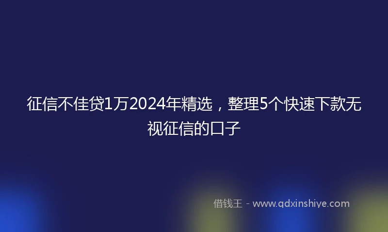 征信不佳贷1万2024年精选，整理5个快速下款无视征信的口子