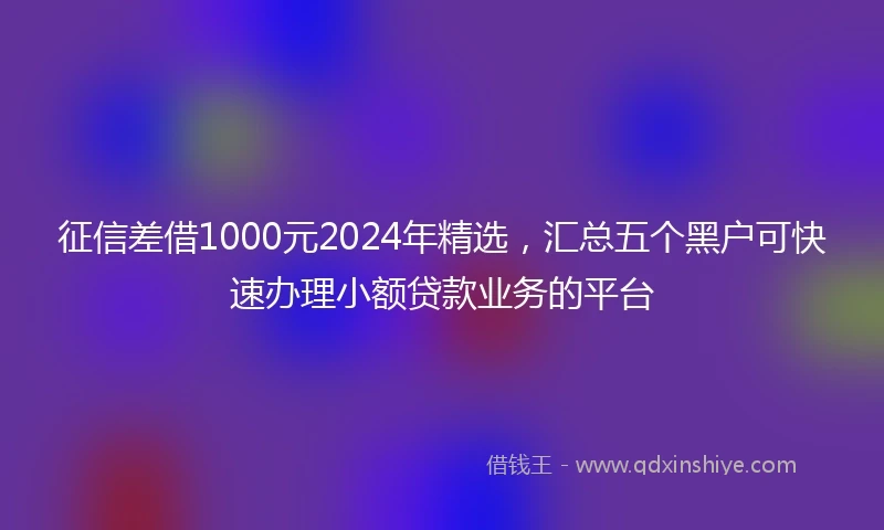 征信差借1000元2024年精选，汇总五个黑户可快速办理小额贷款业务的平台
