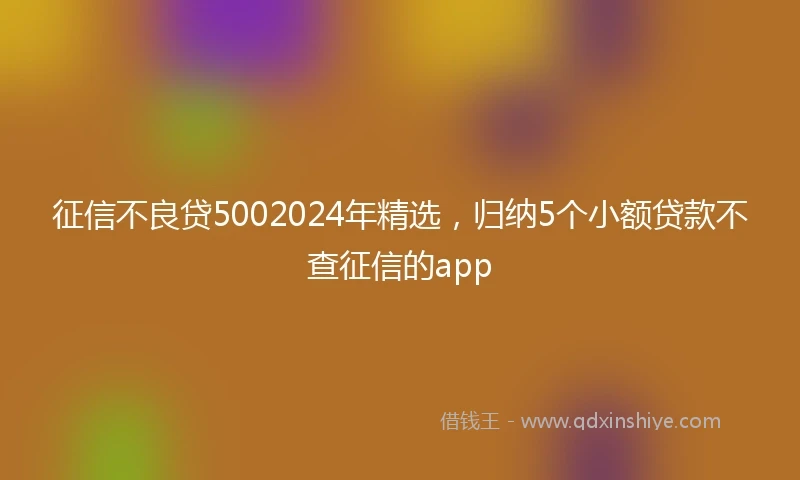 征信不良贷5002024年精选，归纳5个小额贷款不查征信的app