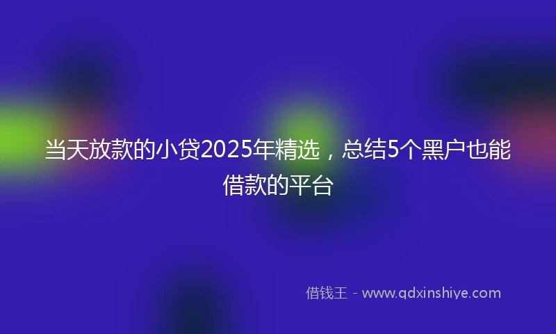 当天放款的小贷2025年精选，总结5个黑户也能借款的平台
