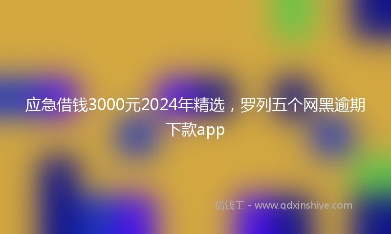 应急借钱3000元2024年精选，罗列五个网黑逾期下款app