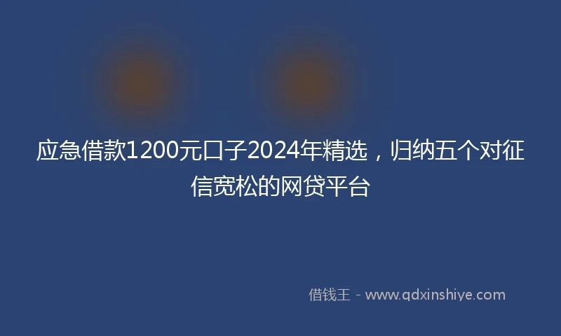 应急借款1200元口子2024年精选，归纳五个对征信宽松的网贷平台