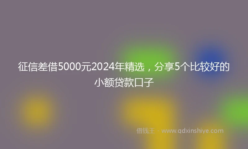 征信差借5000元2024年精选，分享5个比较好的小额贷款口子