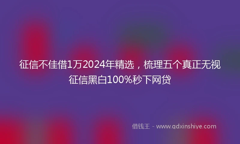 征信不佳借1万2024年精选，梳理五个真正无视征信黑白100%秒下网贷