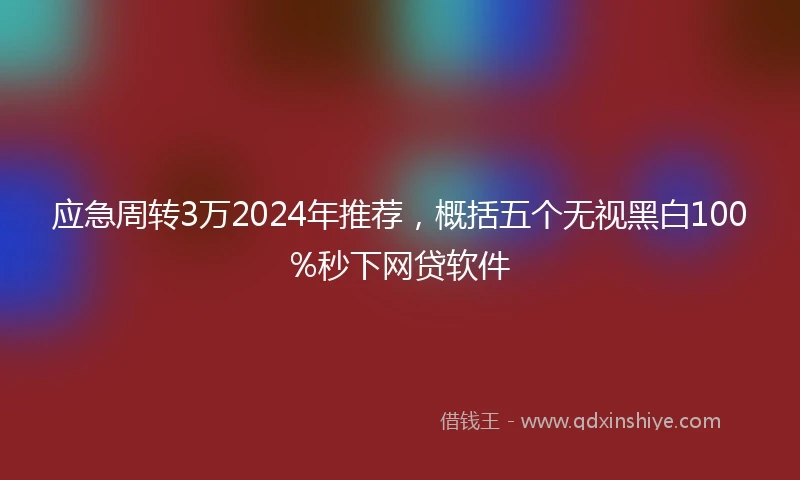 应急周转3万2024年推荐，概括五个无视黑白100%秒下网贷软件
