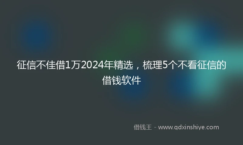 征信不佳借1万2024年精选，梳理5个不看征信的借钱软件