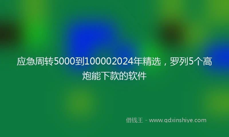应急周转5000到100002024年精选，罗列5个高炮能下款的软件