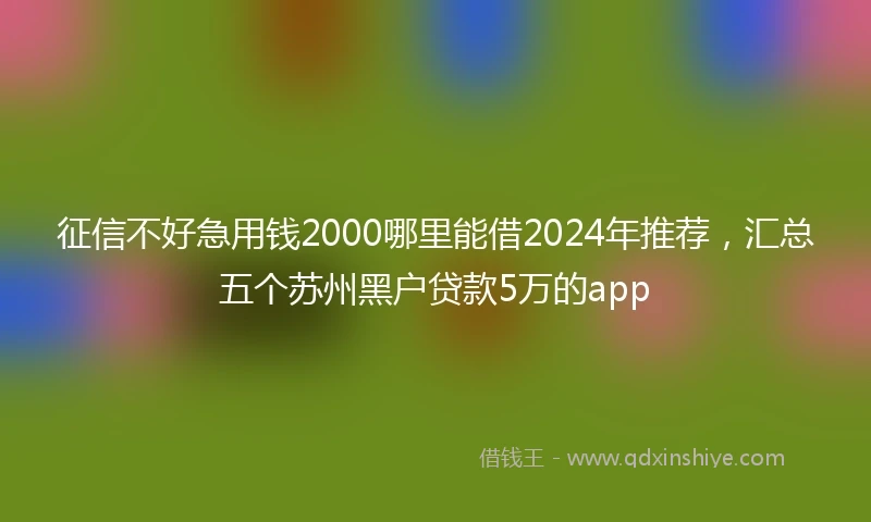 征信不好急用钱2000哪里能借2024年推荐，汇总五个苏州黑户贷款5万的app