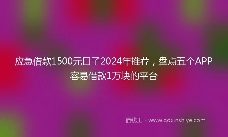 应急借款1500元口子2024年推荐，盘点五个APP容易借款1万块的平台
