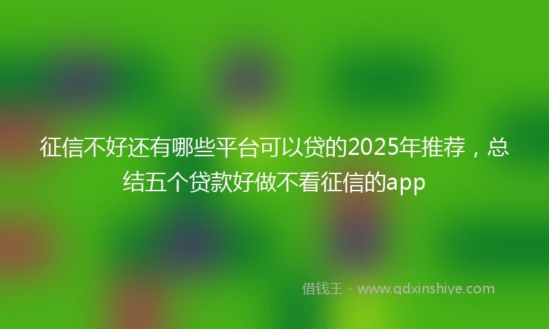征信不好还有哪些平台可以贷的2025年推荐，总结五个贷款好做不看征信的app