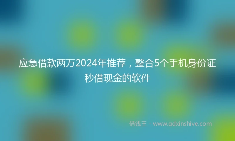 应急借款两万2024年推荐，整合5个手机身份证秒借现金的软件