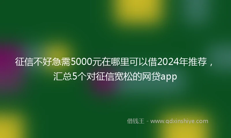 征信不好急需5000元在哪里可以借2024年推荐，汇总5个对征信宽松的网贷app