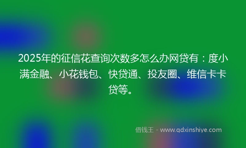 2025年的征信花查询次数多怎么办网贷有：度小满金融、小花钱包、快贷通、投友圈、维信卡卡贷等。
