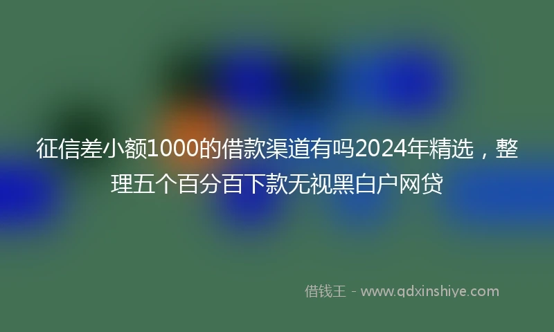 征信差小额1000的借款渠道有吗2024年精选，整理五个百分百下款无视黑白户网贷