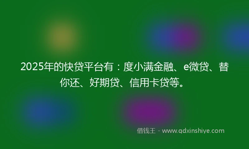 2025年的快贷平台有：度小满金融、e微贷、替你还、好期贷、信用卡贷等。