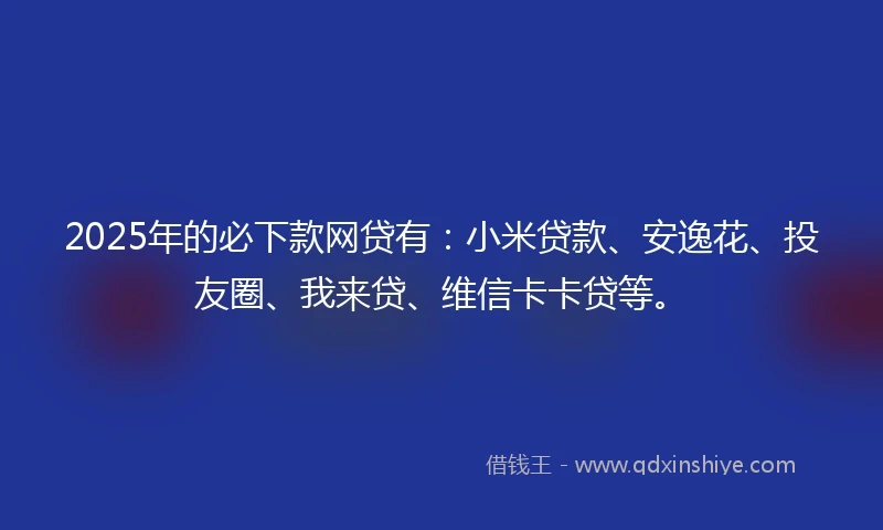 2025年的必下款网贷有：小米贷款、安逸花、投友圈、我来贷、维信卡卡贷等。